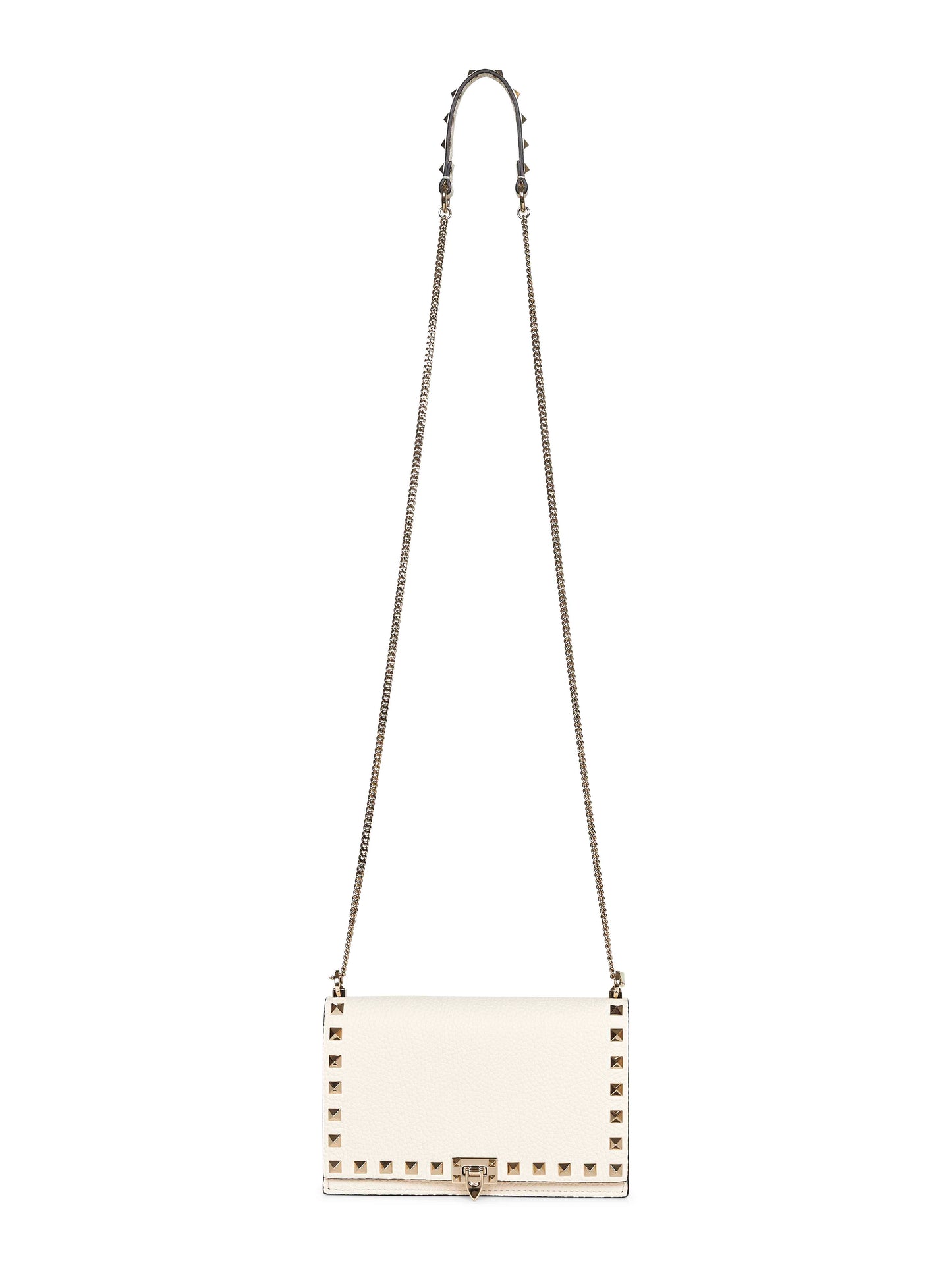 Light ivory Rockstud mini bag with chain