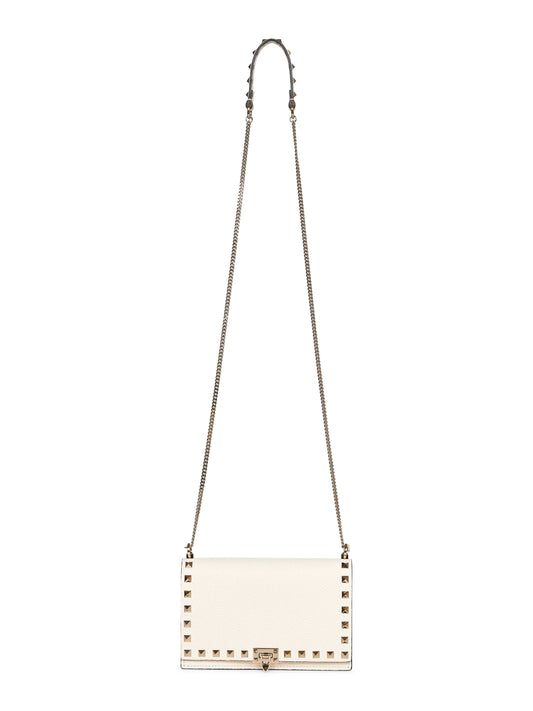 Mini borsa con catena Rockstud avorio