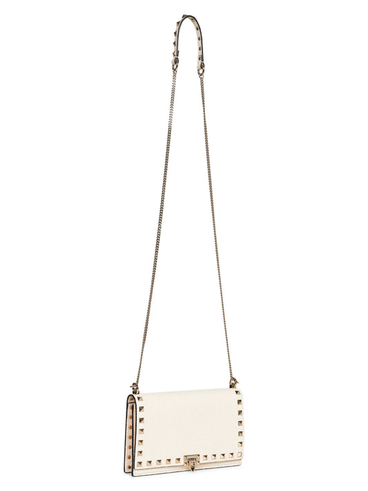 Mini borsa con catena Rockstud avorio