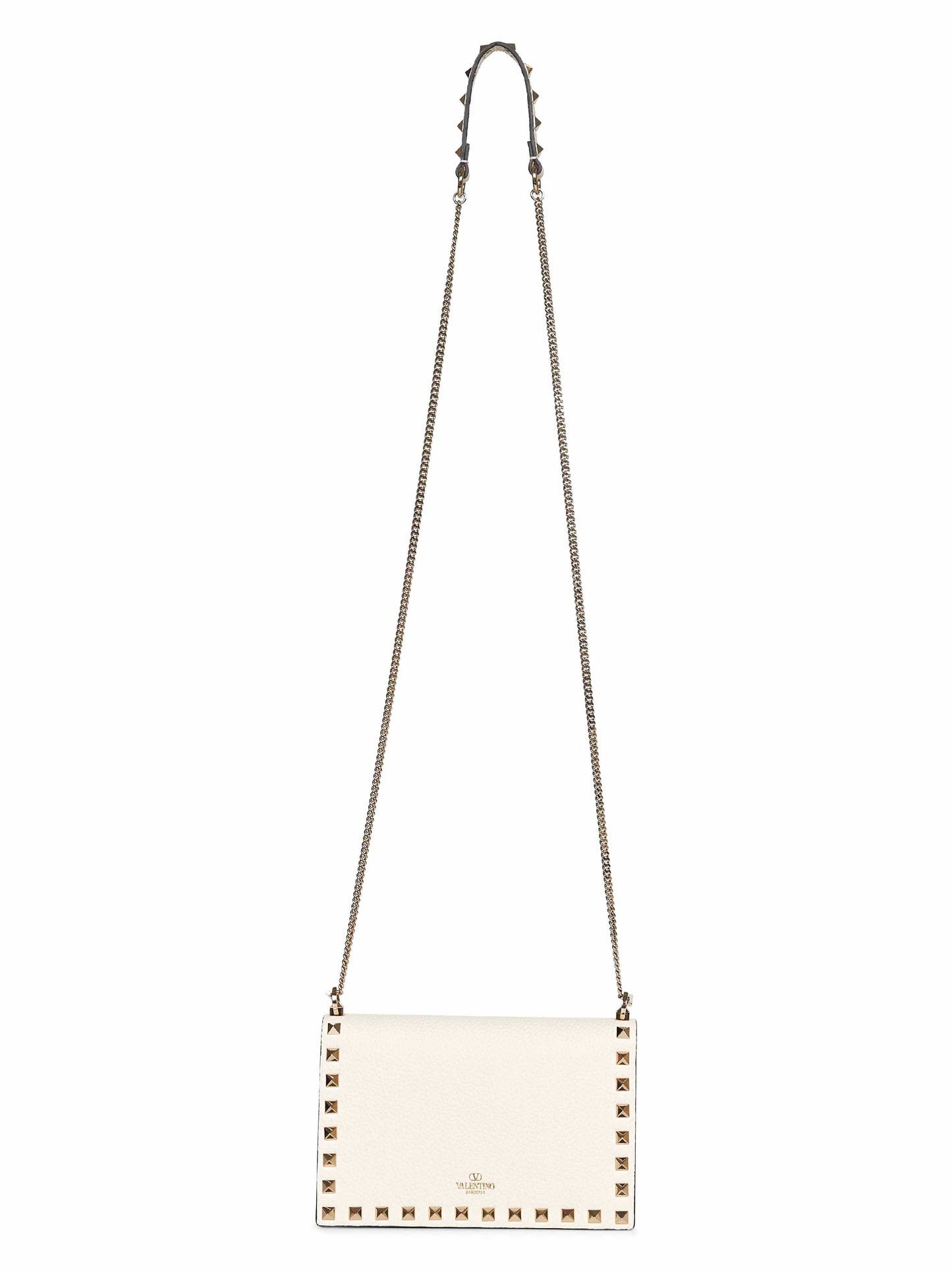 Light ivory Rockstud mini bag with chain
