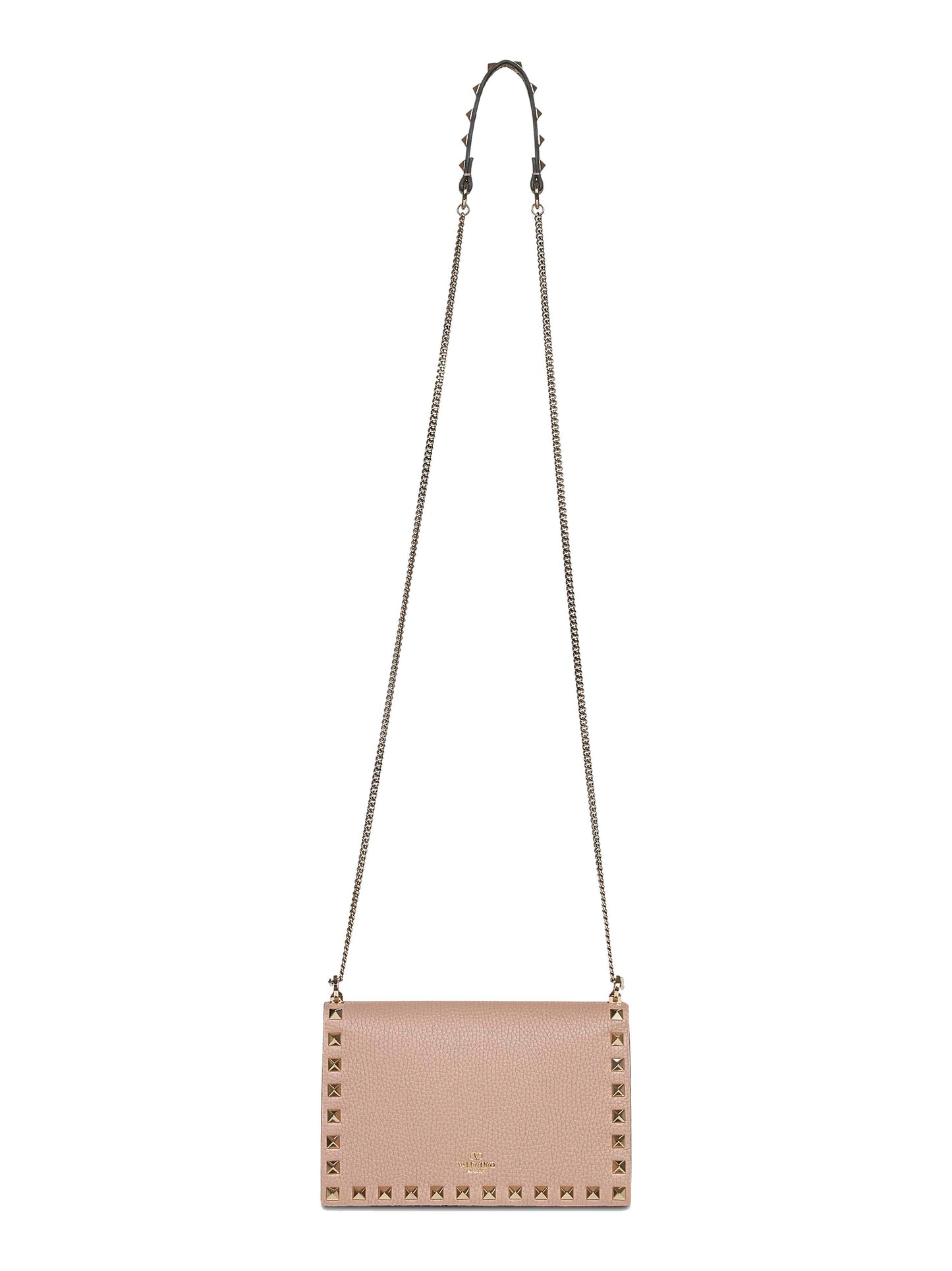 Mini borsa con catena Rockstud rosa