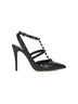 Slingback Rockstud in vitello nero