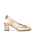 Gold glitter laminated fabric Adamantine slingback pumps