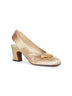 Gold glitter laminated fabric Adamantine slingback pumps
