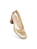 Gold glitter laminated fabric Adamantine slingback pumps