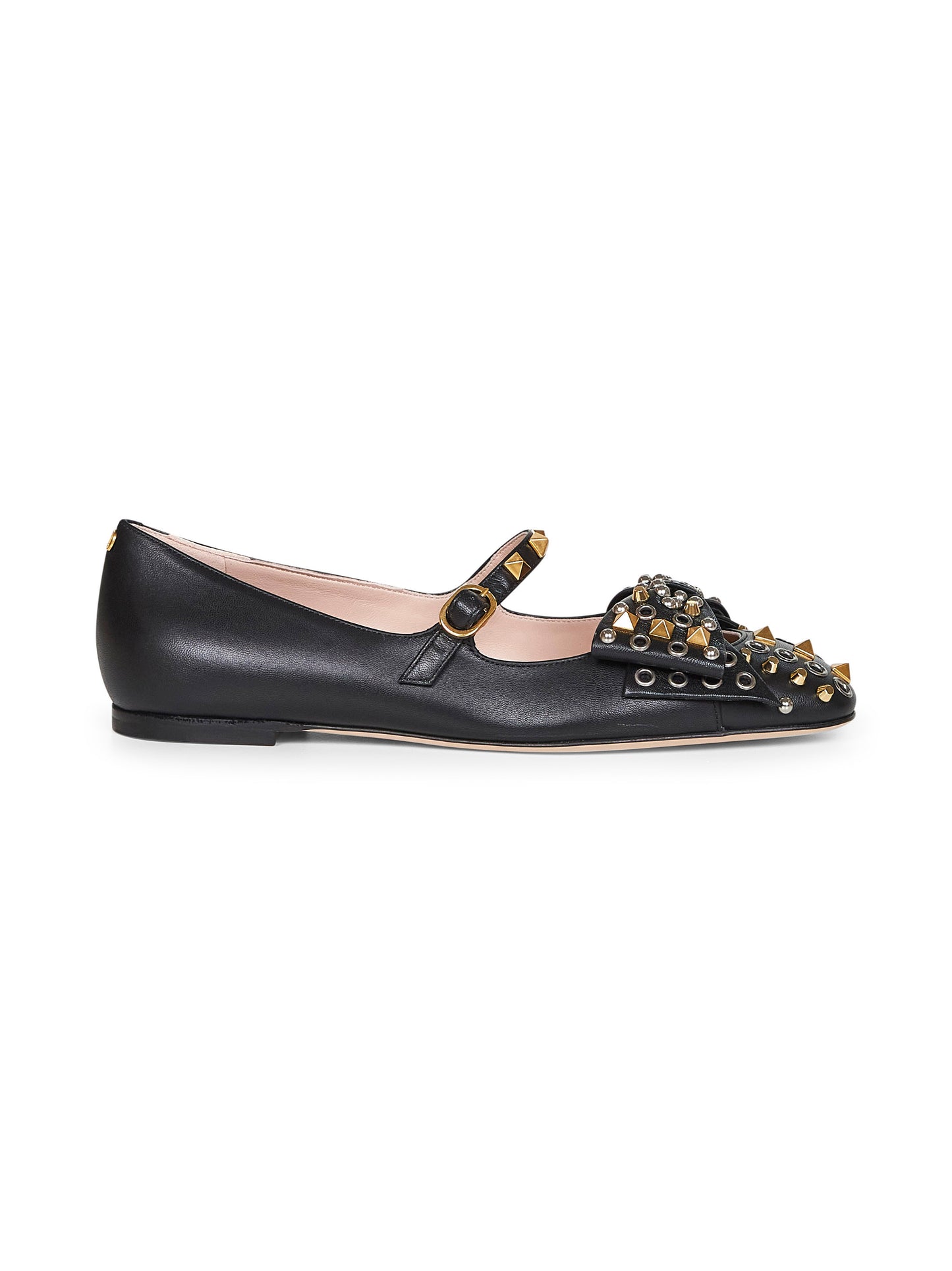 Black kidskin Bowow Mary-Jane ballet flats