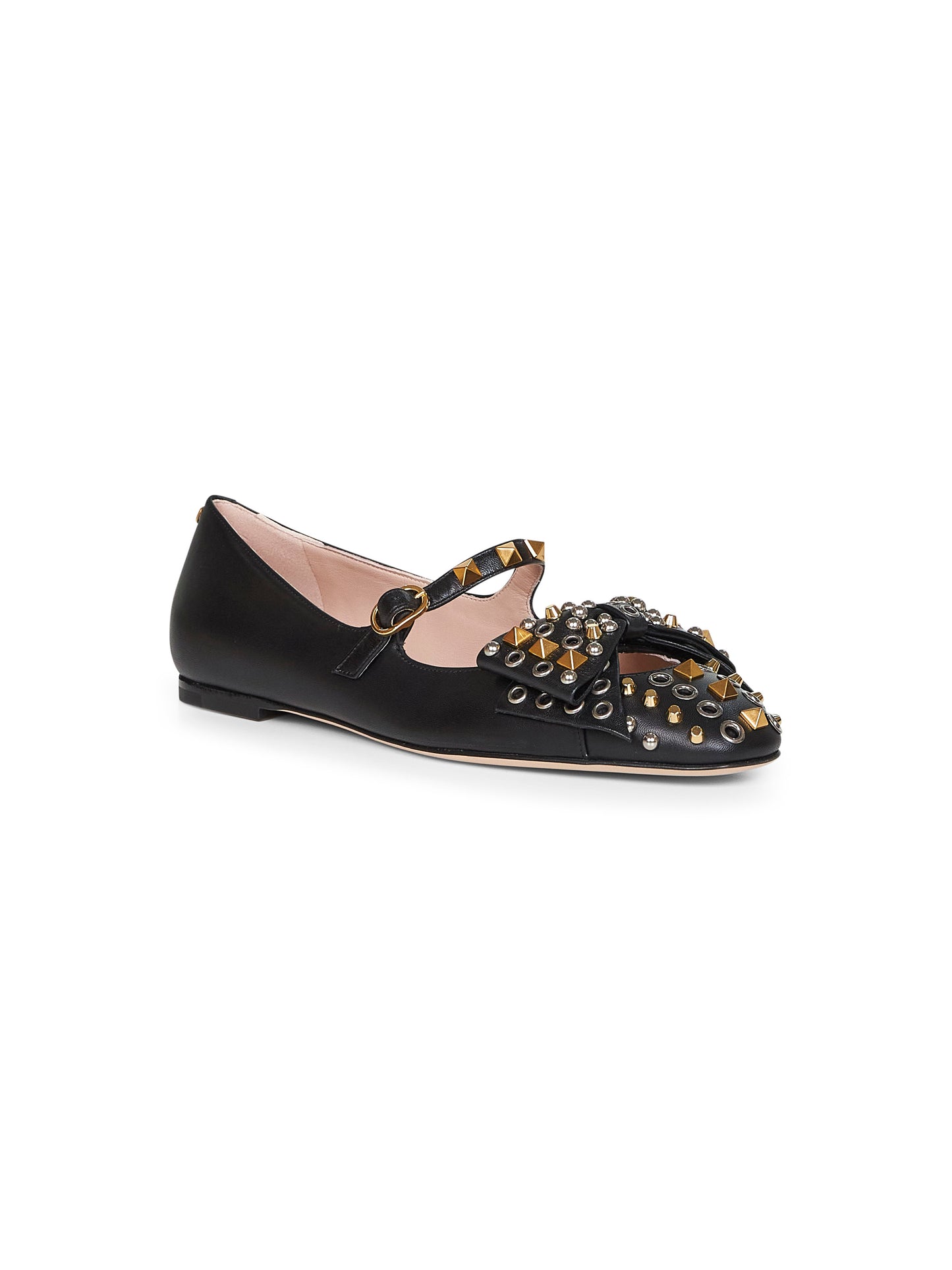 Black kidskin Bowow Mary-Jane ballet flats