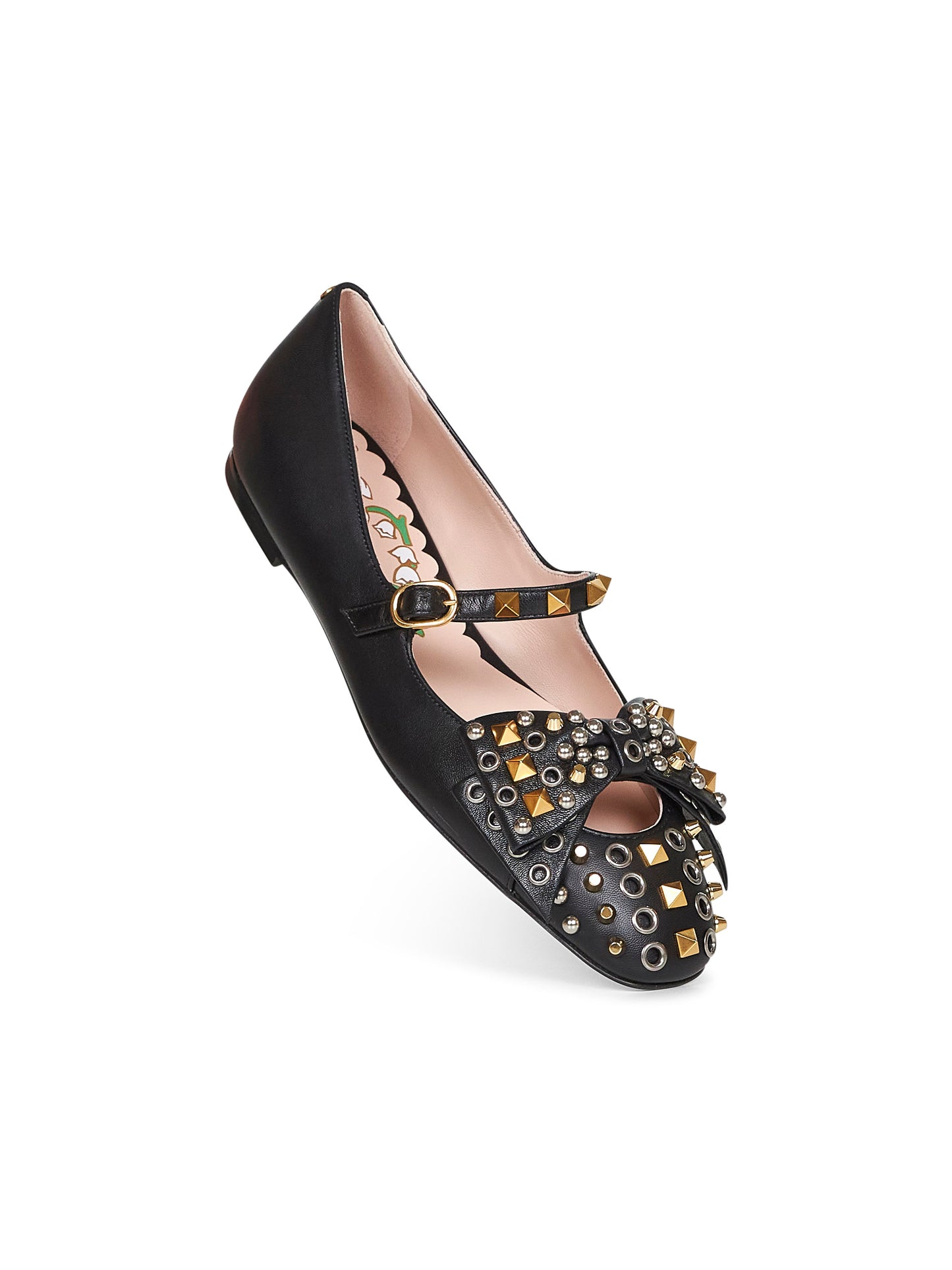 Black kidskin Bowow Mary-Jane ballet flats