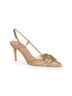 Gold laminated nappa leather Vlogo Signature slingback pumps
