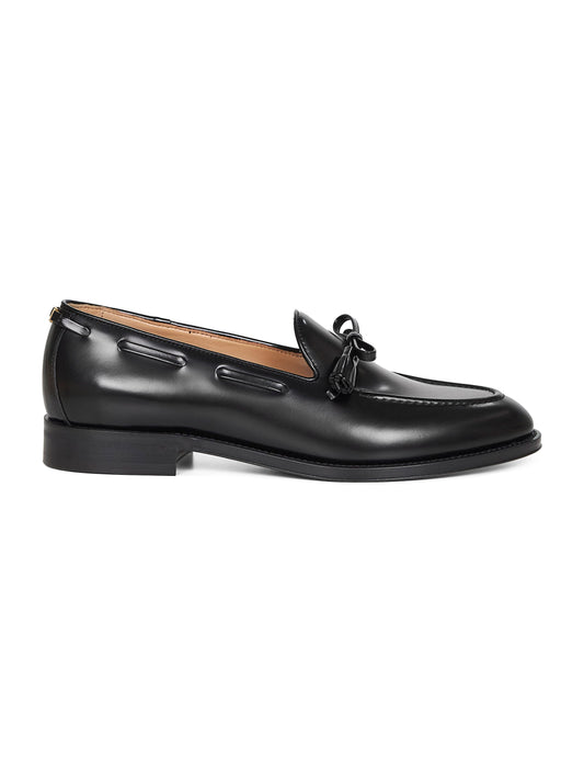Black shiny calfskin leather Bowshire loafers
