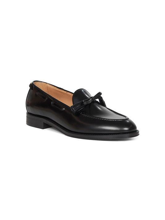 Black shiny calfskin leather Bowshire loafers