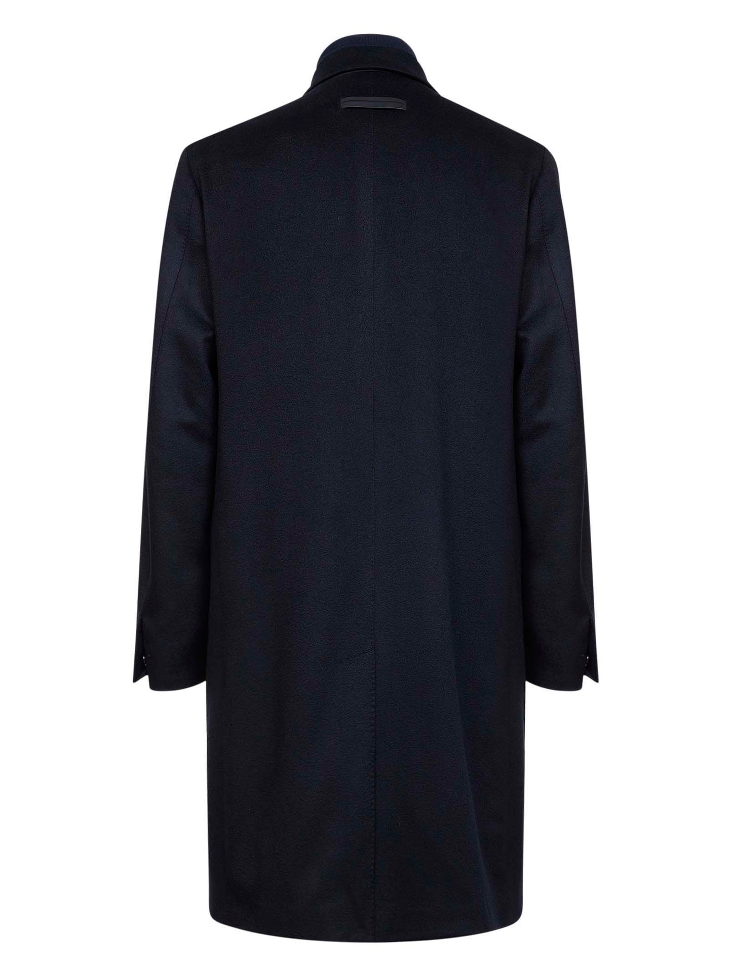 Blue Oasi Cashmere overcoat with bib