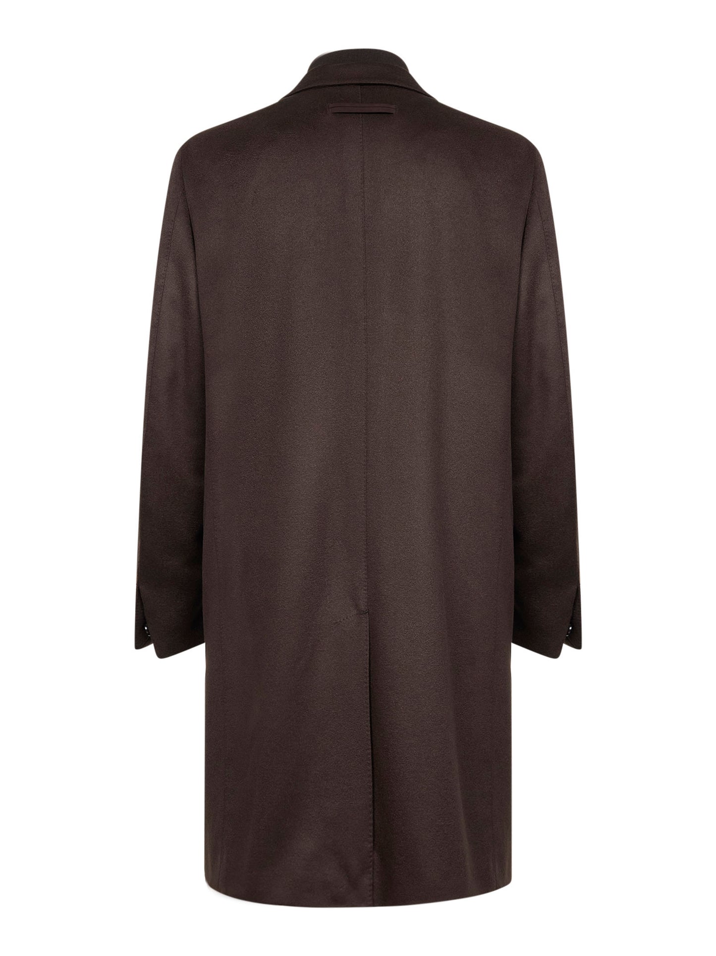 Brown Oasi Cashmere overcoat with bib