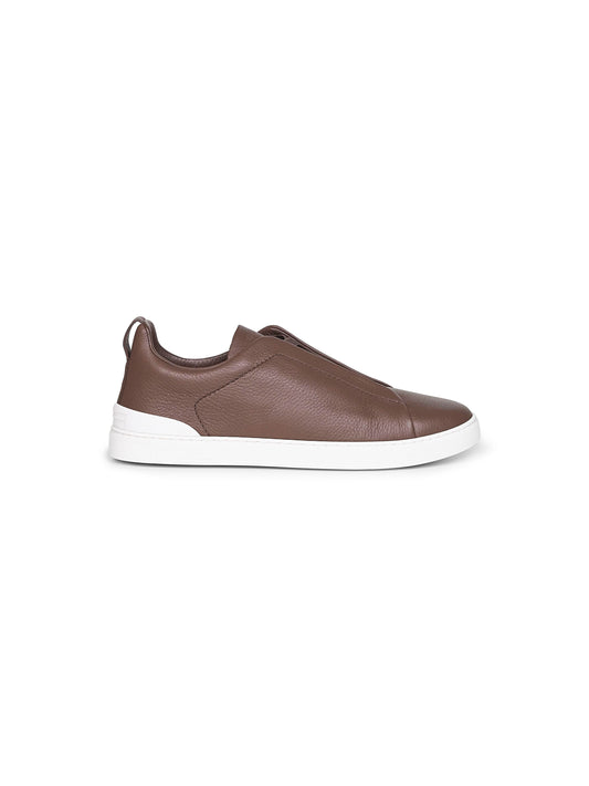 Brown deerskin Triple Stitch sneakers