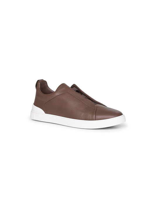 Brown deerskin Triple Stitch sneakers