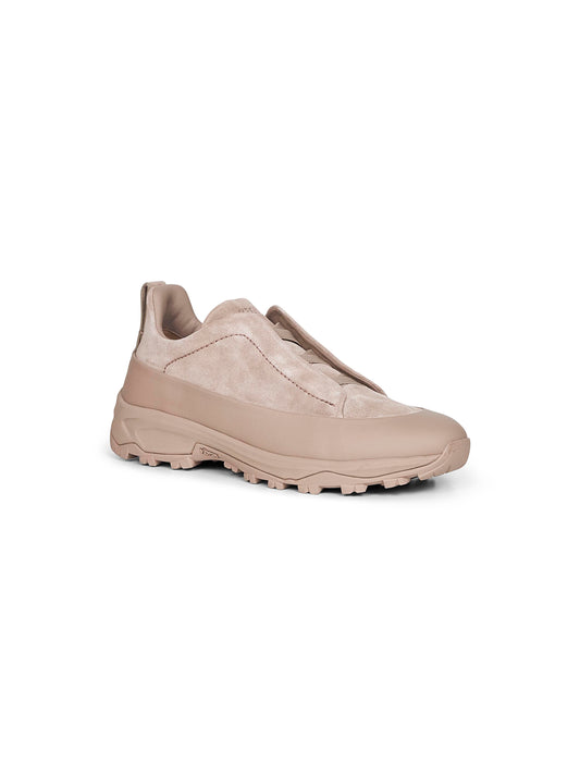 Taupe leather and suede Triple Stitch Monte sneakers