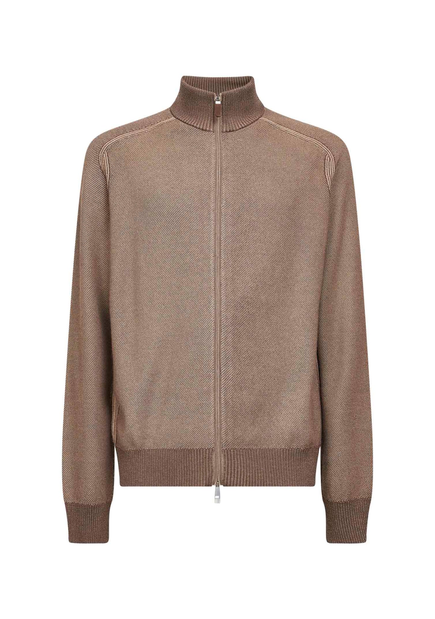 Brown Cashseta zip-up cardigan
