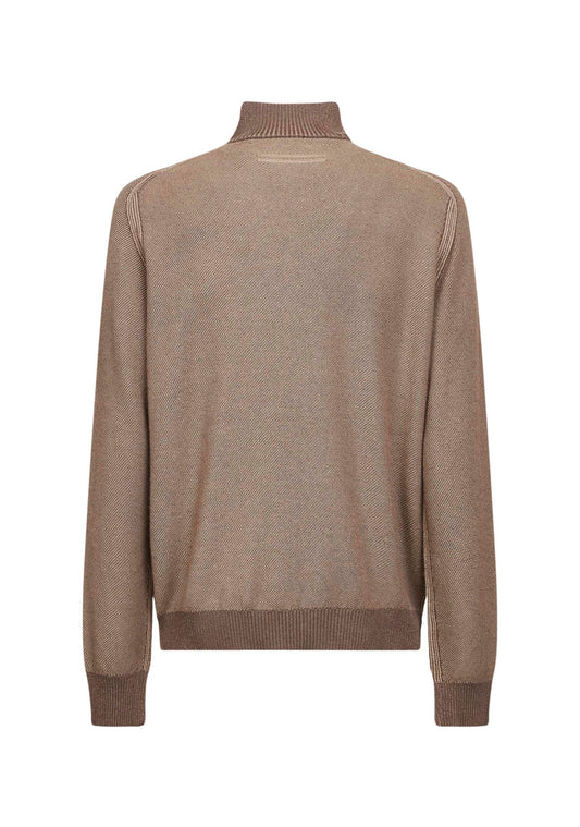 Brown Cashseta zip-up cardigan