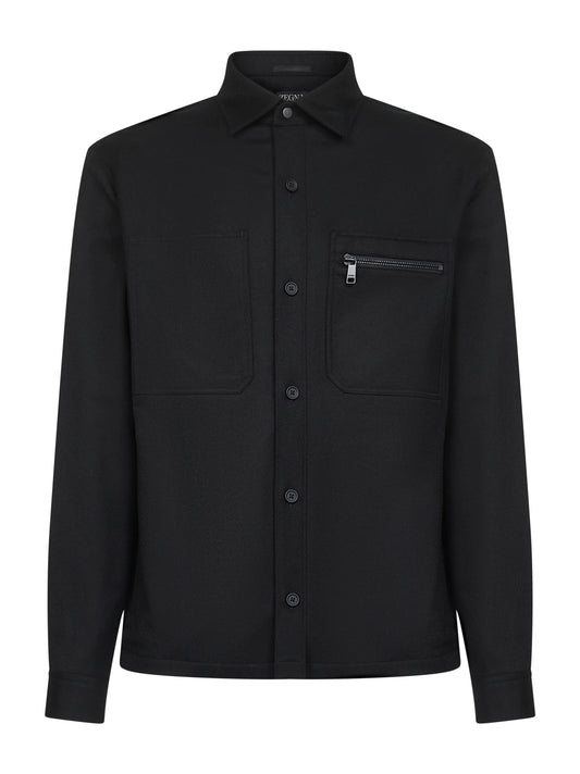Black Techmerino overshirt