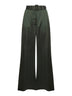 Green silk two-pleat trousers
