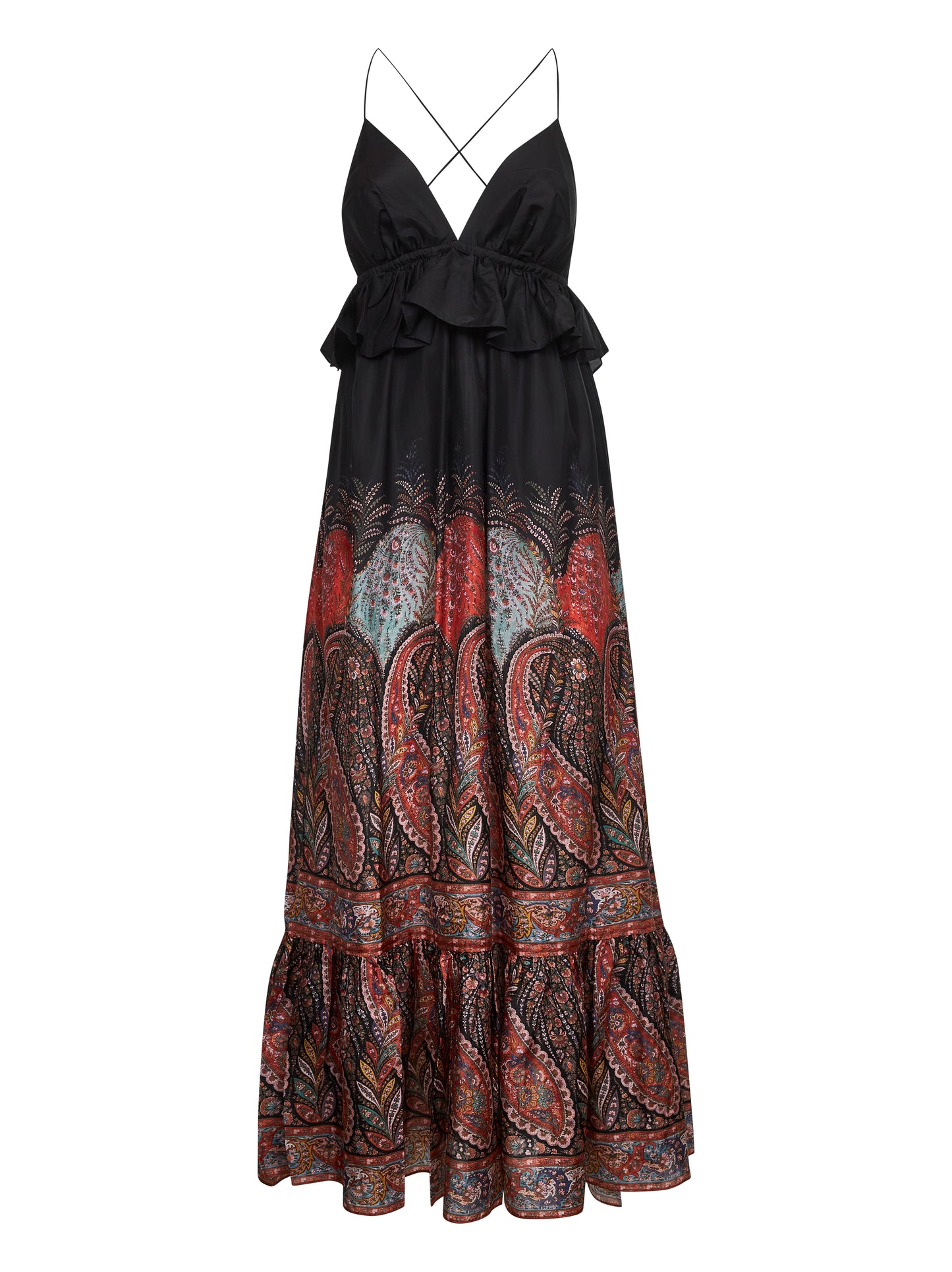 Black Paisley silk Rhiannon maxi dress