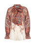 Blusa con fiocco Rhiannon in ramiè Paisley crema