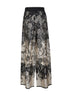 Cream and black floral habotai silk Rhiannon trousers