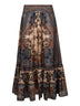 Indienne floral habotai silk Ascension tiered midi skirt