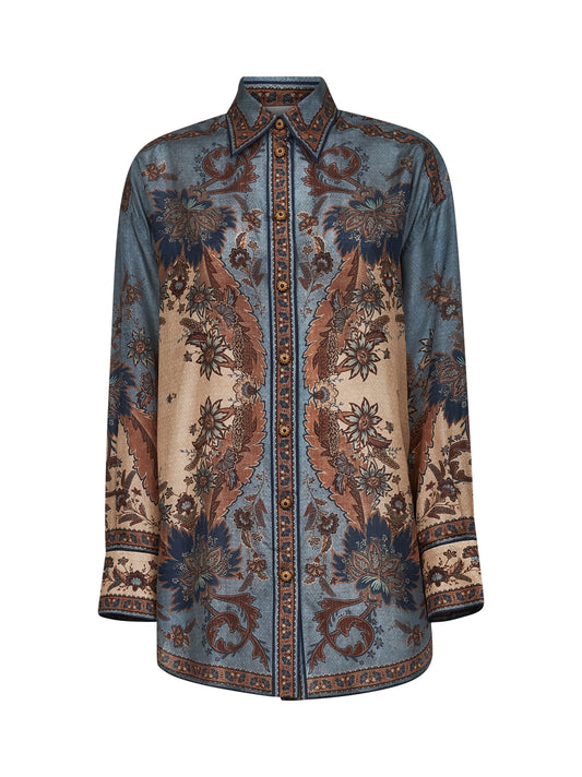 Camicia Ascension in seta habotai Indienne floreale