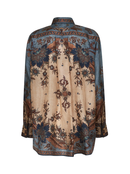 Camicia Ascension in seta habotai Indienne floreale