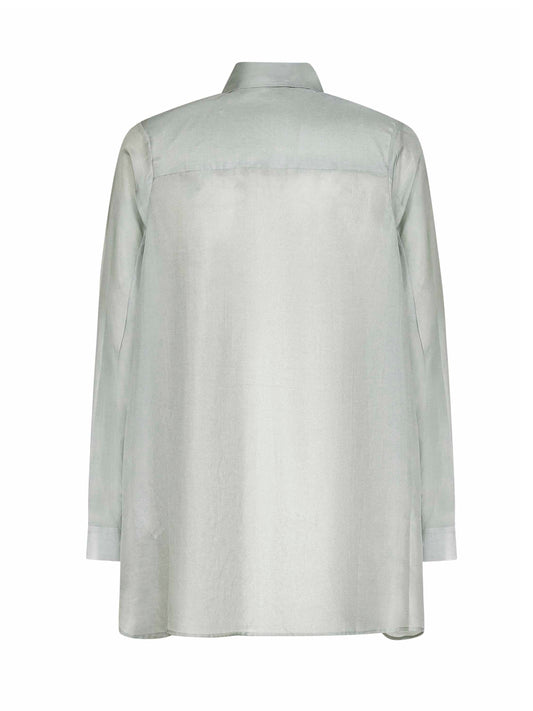 Camicia Coco in habotai di seta multi floreale salvia <BR/>