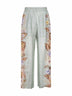 Pantaloni Coco in habotai di seta multi floreale salvia
