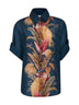 Camicia Ascension in seta habotai Palm floreale blu