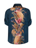 Camicia Ascension in seta habotai Palm floreale blu