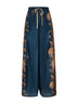 Pantaloni Ascension in seta habotai Palm floreale blu