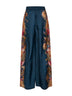 Pantaloni Ascension in seta habotai Palm floreale blu