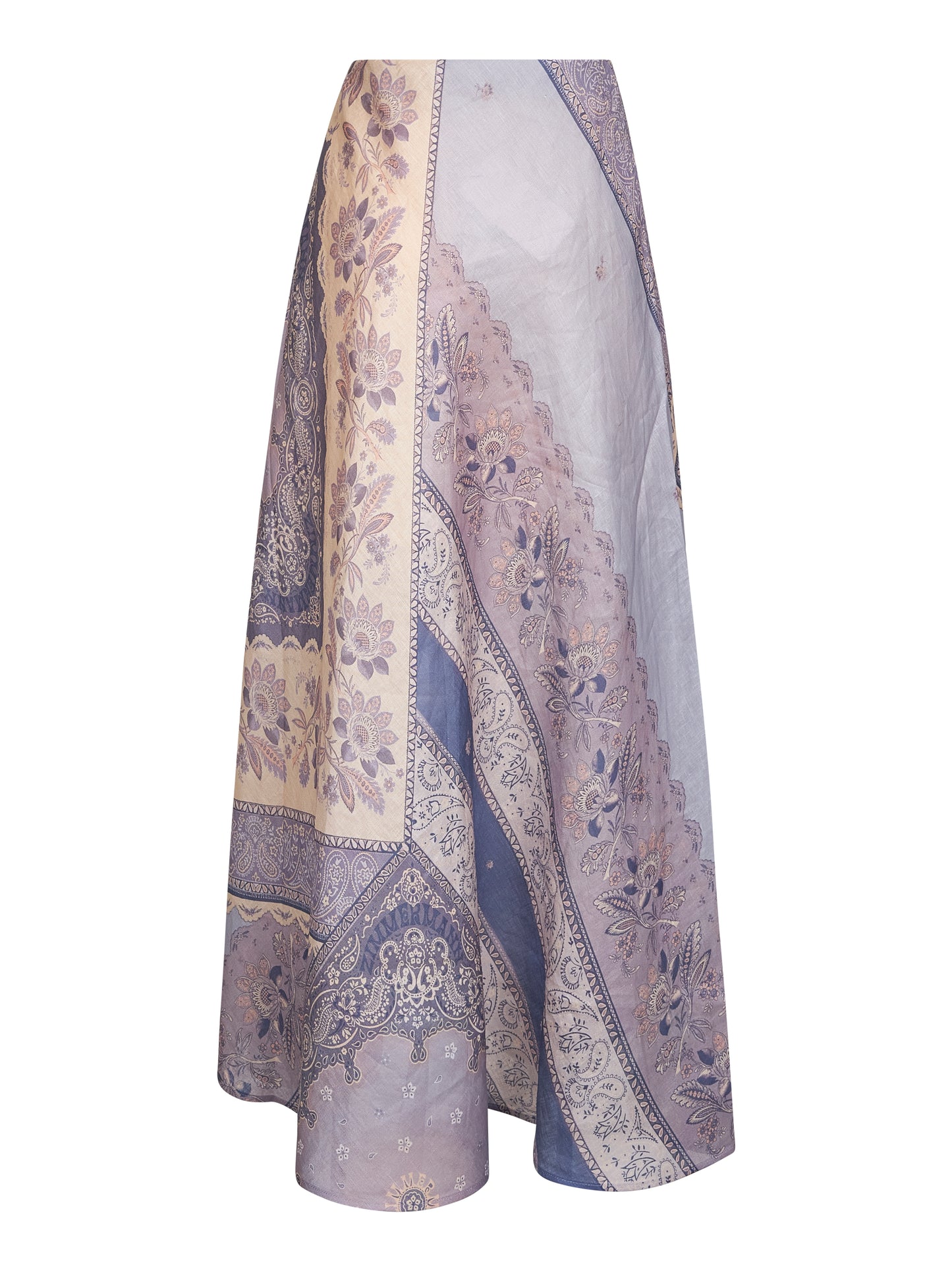 Blue bandana print linen Lucky long skirt