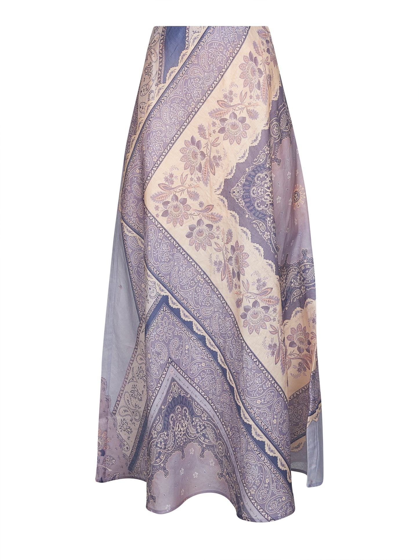 Blue bandana print linen Lucky long skirt