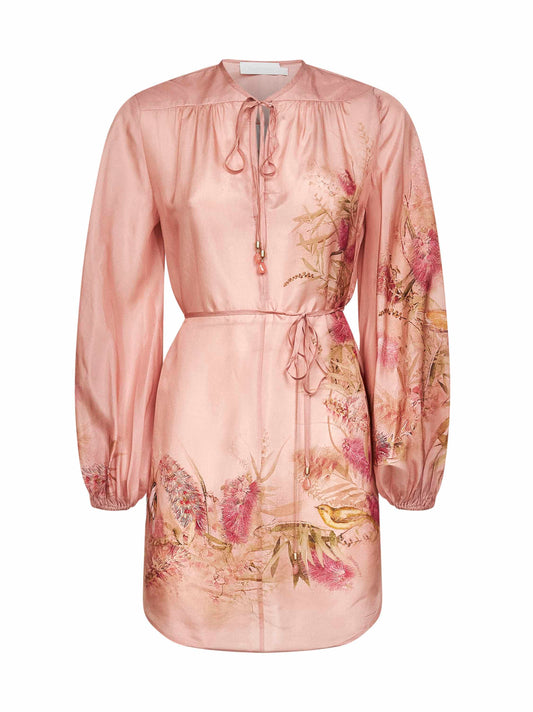 Pink Botanical Floral silk habotai Cascadian tunic top
