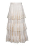 Ivory embroidered cotton Lucky tiered midi skirt
