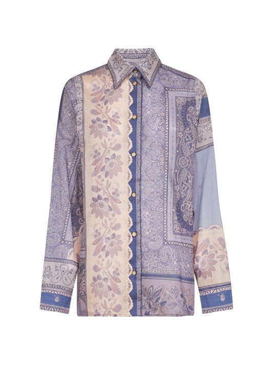 Blue bandana print cotton Lucky shirt
