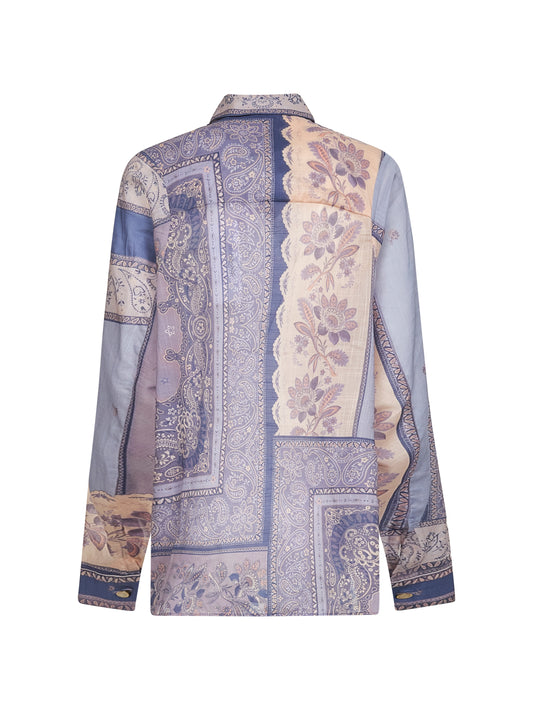 Blue bandana print cotton Lucky shirt
