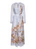 Maxi abito Coco in habotai di seta multi floreale blu polvere