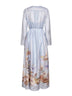 Maxi abito Coco in habotai di seta multi floreale blu polvere