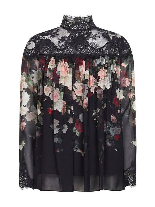 Blusa Hypnotic nera stampa Cascade