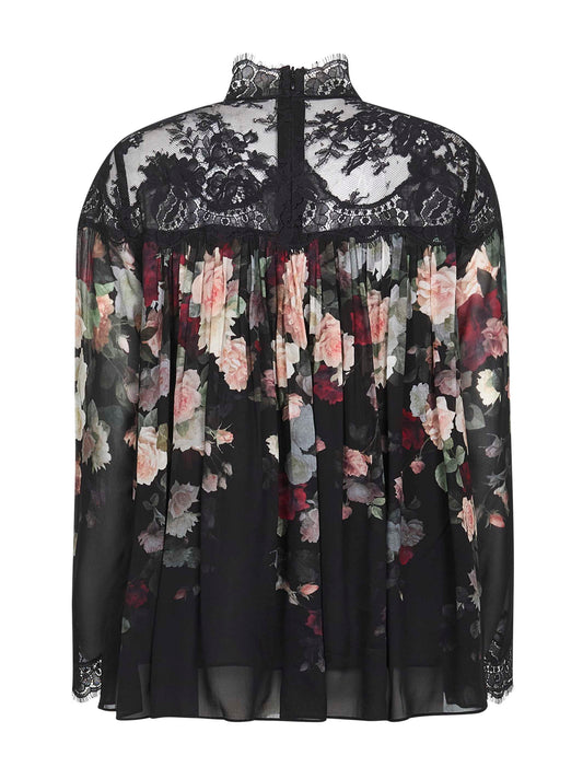 Blusa Hypnotic nera stampa Cascade