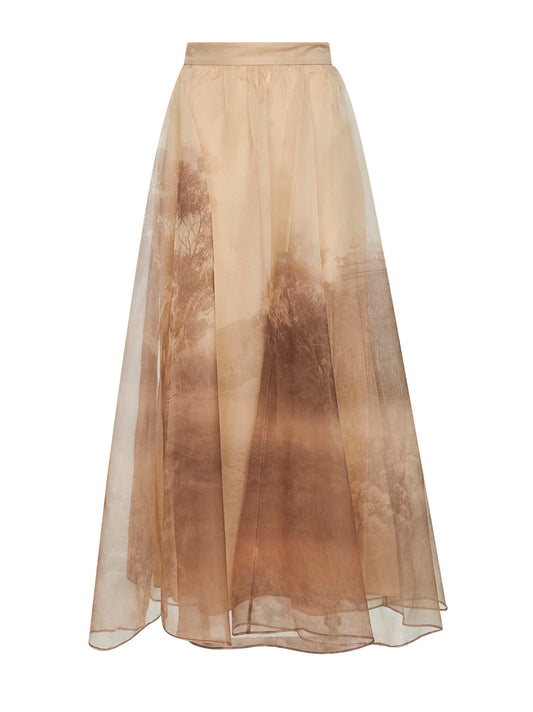 Maxi gonna in organza Memento stampa Landscape