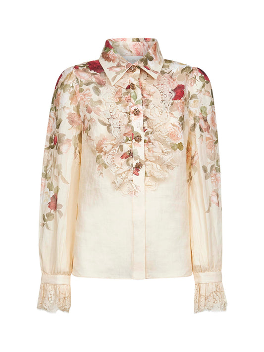 Camicia Tux Hypnotic crema stampa Cascade