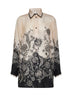 Cream and black floral habotai silk Rhiannon shirt by Zimmermann