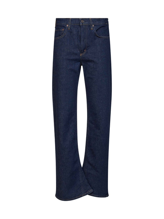 Jeans Mid Rise Kick Boot in denim stretch blu<BR/>
